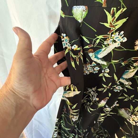 Orchid Bloom Black With Birds Tank Sleeve Wide Leg Jumpsuit - Picture 8 of 12